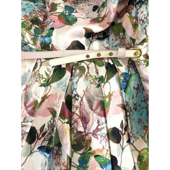 Julian Taylor NY Womens Dress Sz 6 Floral‎ A-Line Dress With Belt, Pockets Scoop - Picture 6 of 7